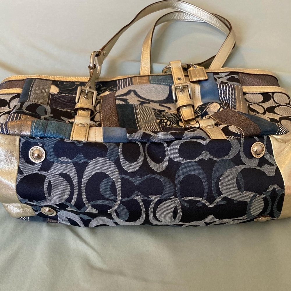 Coach Patchwork Shoulder Bag - Blue, Brown, Cream - image 2